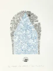 Ștefan Câlția, Casă albastră, 2020, serigrafie la două culori