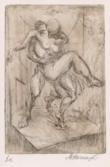 Îndrăgostiți by Marcel Chirnoagă, acvaforte și gravură cu acul, sold Sep 2026