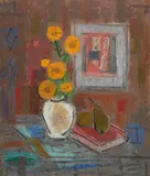 Serban Zainea, Natură statică de atelier, 1973, ulei pe carton