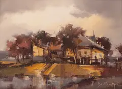 Radu Darânga, Început de toamnă, 1990, ulei pe pânză lipită pe carton