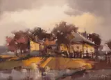 Radu Darânga, Început de toamnă, 1990, ulei pe pânză lipită pe carton