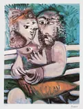 Pablo Picasso, Cuplu pe bancă, cromolitografie
