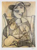 Pablo Picasso, Femeie cu pălărie, cromolitografie