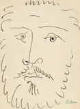 Pablo Picasso, Visage d'homme barbu, litografie
