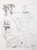 Pablo Picasso, Vieux corsaire à la retraite fumant sa pipe, cromolitografie