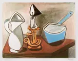 Pablo Picasso, Natură statică cu ulcior și lumânare, cromolitografie