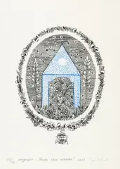 Ștefan Câlția, Poarta casei albastre, 2023, serigrafie