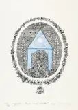 Ștefan Câlția, Poarta casei albastre, 2023, serigrafie