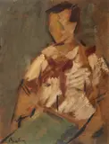 Corneliu Baba, La pozat (Schiță), 1968, ulei pe carton subțire