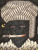 Sorin Tara, Afganistan, 2007, marker, liner, cariocă și acuarelă pe hârtie