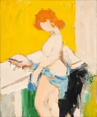 Vasile Grigore, Femeie cu scoică, 1994, ulei pe pânză lipită pe carton