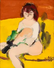 Vasile Grigore, După baie, 1994, ulei pe pânză lipită pe carton