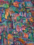 Marilena Murariu, Ziduri și sunete, 2005, ulei și colaj pe pânză