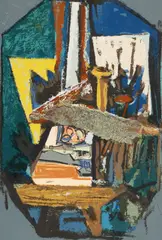 Marcel Janco, Natură statică de atelier, 1919, cromolitografie