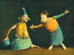 Georges Mazilu, Les deux joueurs, acrilic pe pânză