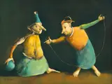 Georges Mazilu, Les deux joueurs, acrilic pe pânză