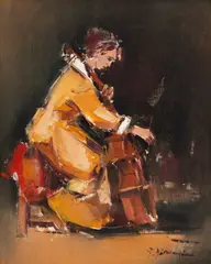 Radu Darânga, Recital, ulei pe pânză lipită pe carton
