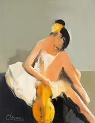 Corneliu Ionescu, Balerină cu chitară, 2021, ulei pe pânză