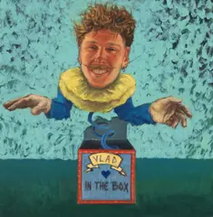 Vlad Paraschiv, Untitled (Vlad in The Box), 2023, ulei pe pânză