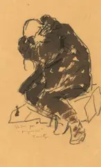 Nicolae Tonitza, Studiu pentru ”Prizonierii”, 1919-1920, cărbune și laviu pe hârtie