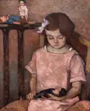 Ion Theodorescu-Sion, Păpușa preferată, 1920, ulei pe carton