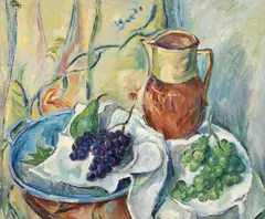 Corneliu Michăilescu, Natură statică cu struguri și ulcior, 1915-1920, ulei pe carton