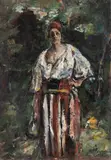 Gheorghe Petrașcu, De la izvor (Lucreția în straie populare), 1929, ulei pe carton