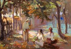 Nicolae Enea, Șezătoare, 1927-1930, ulei pe carton