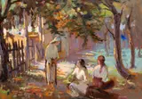 Nicolae Enea, Șezătoare, 1927-1930, ulei pe carton