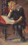 Constantin Pascali, Citind povești, cca. 1890, ulei pe pânză lipită pe carton