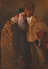 Îmbrățișarea tatălui by Octav Băncilă, 1929, ulei pe pânză, offered Jun 2026