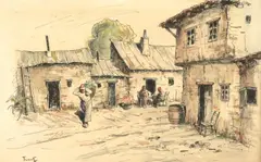 Nicolae Tonitza, Turci la Balcic, cca.1934, acuarelă și peniță pe hârtie