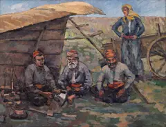 Nicolae Dărăscu, Dobrogeni (Popas la Pașa Câșla), 1916, ulei pe carton