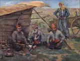 Nicolae Dărăscu, Dobrogeni (Popas la Pașa Câșla), 1916, ulei pe carton