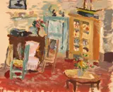 Lucian Grigorescu, Interior, anii '20, ulei pe hârtie lipită pe carton