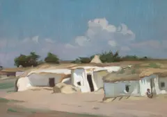 Constantin Artachino, Bordeie în Dobrogea, anii '30, ulei pe pânză lipită pe carton