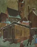Janos Des Incze, Scenă de iarnă, 1952, ulei pe pânză