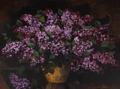 Vas cu liliac by Octav Băncilă, anii '30, ulei pe pânză, sold Jun 2026