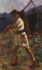 De la coasă by Octav Băncilă, cca. 1915, ulei pe pânză, sold Jun 2026