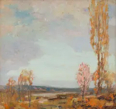 Kimon Loghi, Peisaj de primăvară, anii '40, ulei pe carton