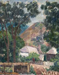 Dumitru Ghiață, Baia de Aramă, anii '40, ulei pe carton