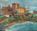 Marius Bunescu, Vedere din Constanța, anii '30, ulei pe pânză lipită pe carton