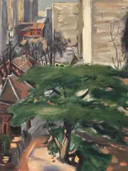 Iosif Iser, Vedere din atelier (Paris), ulei pe hârtie