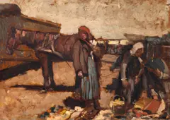 Ernő Tibor, Târg la Baia Mare, 1915-1917, ulei pe carton