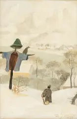 Iarnă la sat by Dimitrie Gavrilean, 1982, ulei pe carton, sold Jun 2026