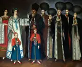 Ctitorii Bisericii de la Leordeni, Marele Vornic Mihail George Manu și familia sa by Gheorghe (Ghiță) Popescu, ulei pe pânză, offered Jun 2026