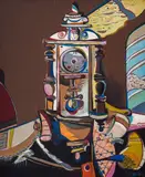 Edmond Demirjian, The clock, 1980's, маслени бои върху платно