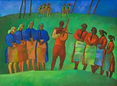 Nadezhda Kuteva, Thracian song, 1987, маслени бои върху платно