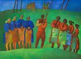 Nadezhda Kuteva, Thracian song, 1987, маслени бои върху платно