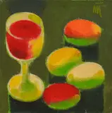 Toma Trifonovski, Still life with wine glass, маслени бои върху платно
